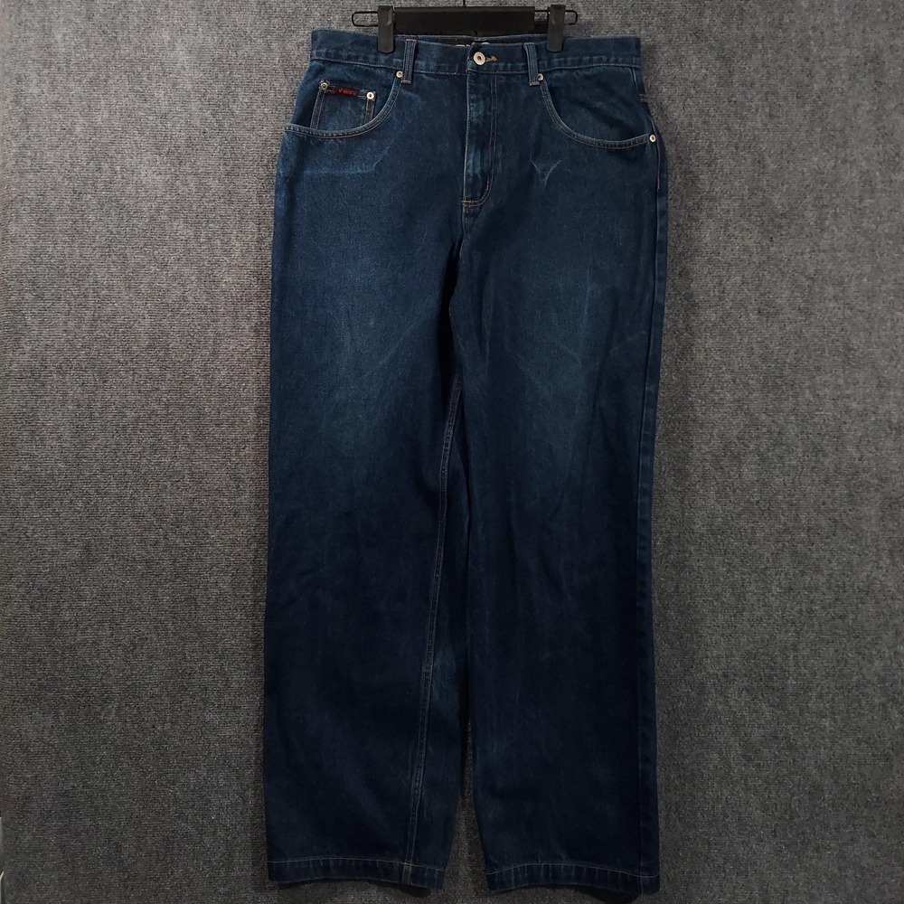 Vintage VIBES Jeans Mens 36x34 Blue Dark‎ Wash Relaxed Straight Baggy Y2K Skater